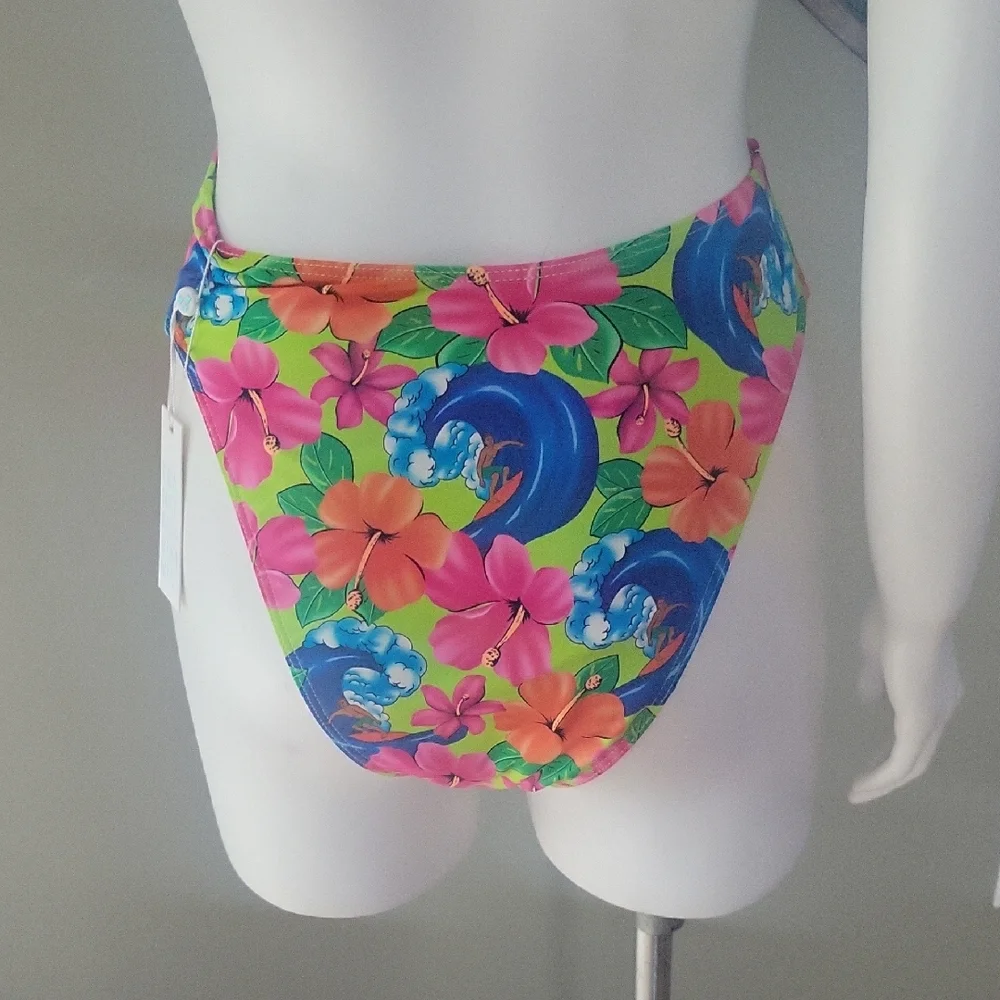 Frankies Bikinis Neon Surfer High Waisted Bikini Bottom